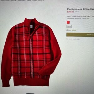 Men's Red Scottish Cashmere Quarter-Zip Sweater